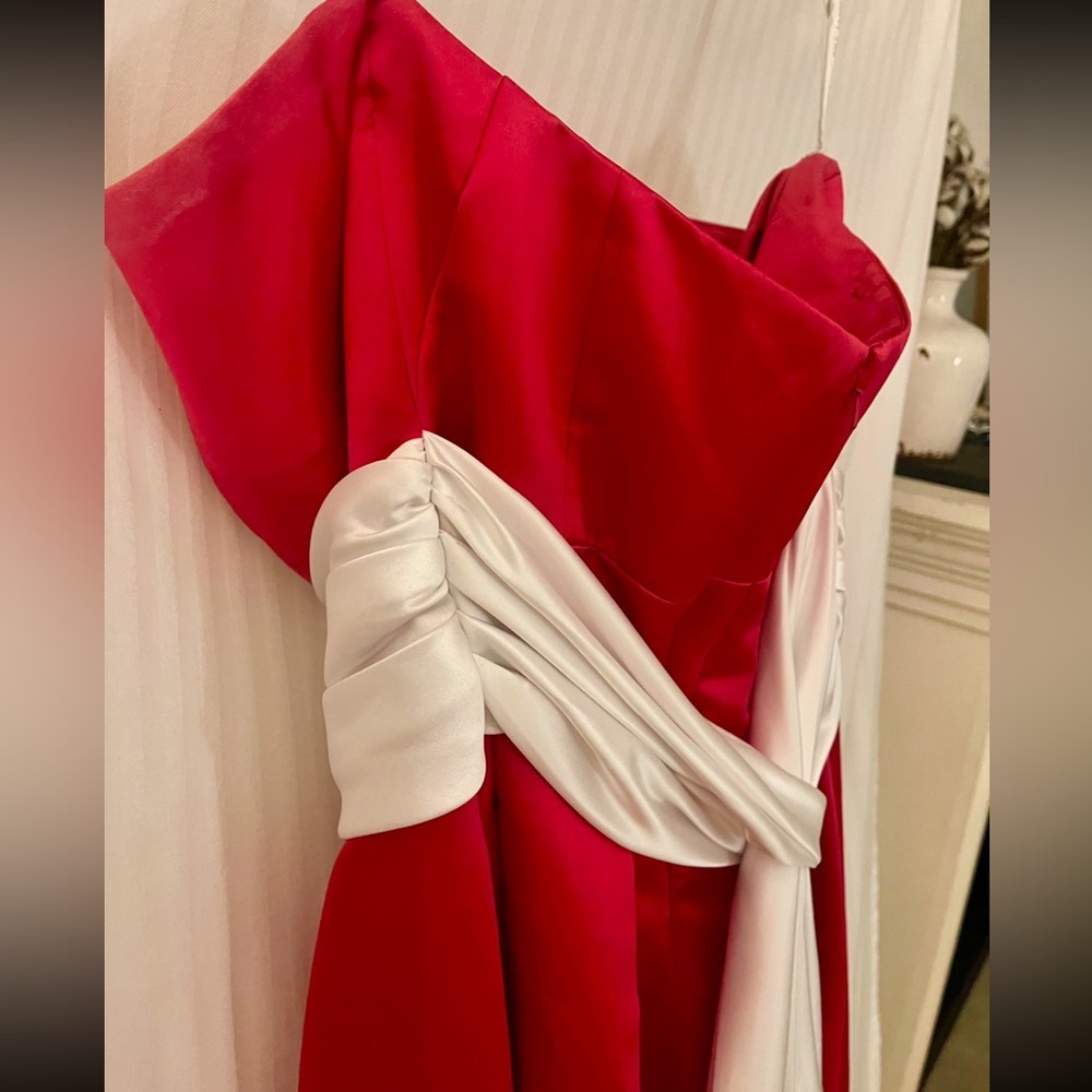 Bill Levkoff Dark Pink and White Formal Dress - Picture 3 of 12
